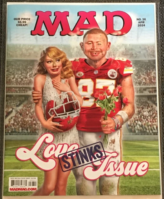 MAD MAGAZINE 36 April 2024 Taylor Swift Travis Kelce Super Bowl Cover