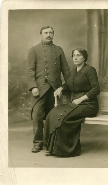 Military 24th Regiment Soldier Photo Card Near His Wife