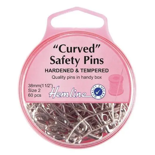 Hemline 38mm Curved Safety Pins 60pcs H418.2