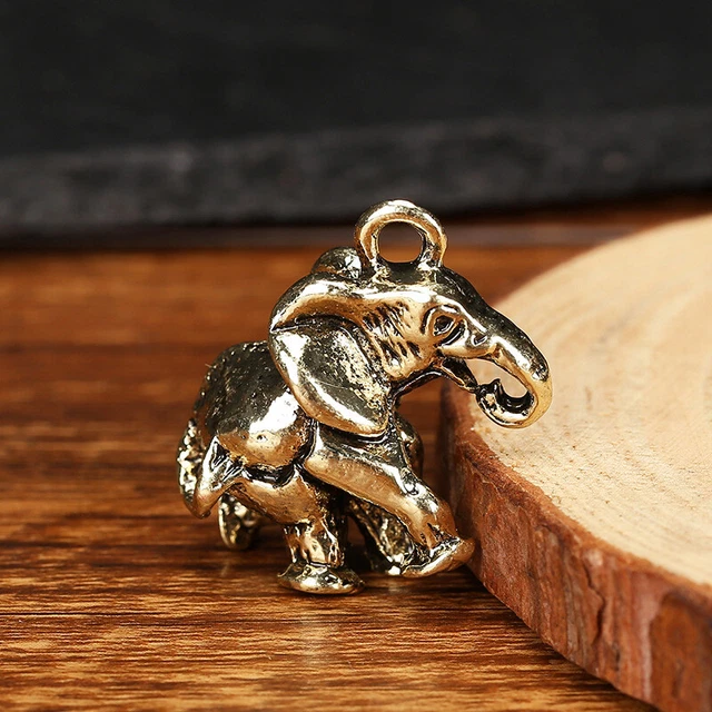 Retro Imitation Brass Elephant Key Chain Pendant Ornaments Home Decorations GAIR