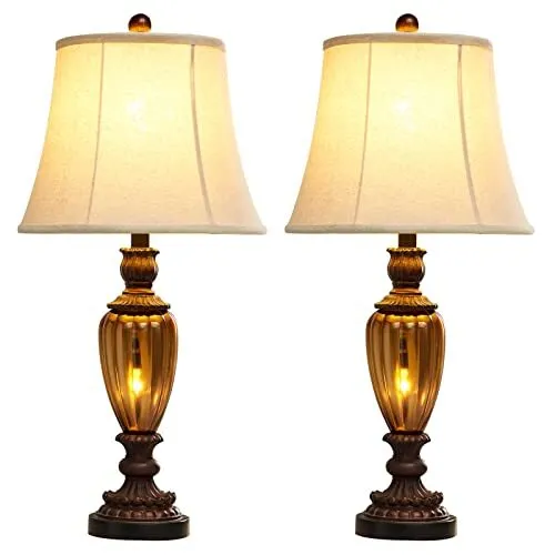 RORIANO Set of 2 Farmhouse Table Lamps for Living Room 26.5" Tall Rustic Vint...