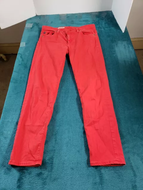 Pantalones de mezclilla Adriano Goldschmied talla 30 rojos elásticos al tobillo Stevie para mujer