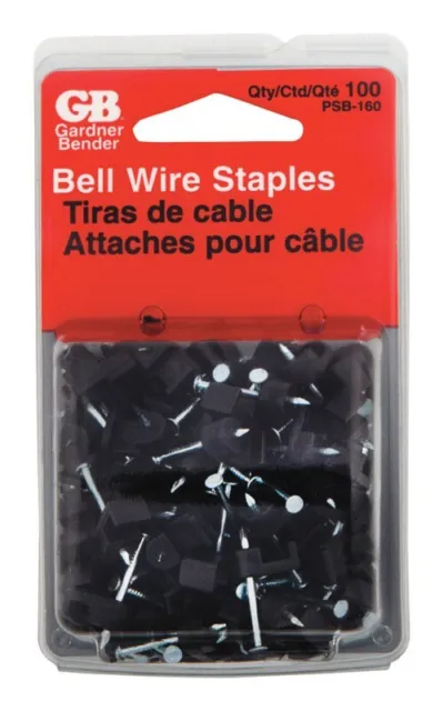 Gardner Bender 3/16" Polyethylene Black Insulated Bell Wire Staples 100 Qty.
