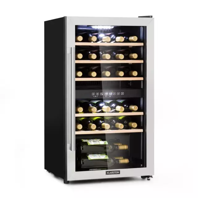 Refrigerador de vino 2 zonas vino frigorífico 29 botellas de vino nevera