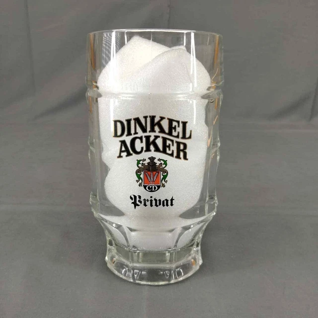 DINKEL ACKER Brivat Dimpled .5L LITER GERMAN Glass Beer Stein Mug Vintage