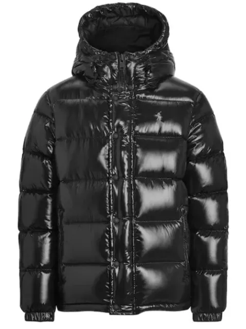 Polo Ralph Lauren Piumino con doppio cappuccio lucido - nero lucido M prezzo di ricambio £699