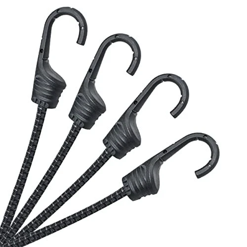 MARRTEUM 24-Inch Bungee Cords with Hooks Black Elastic Rope Straps for Campin...