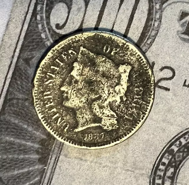 1887 Three Cent Nickel - Mintage 5001 - EXTREMELY RARE - Minor Dent