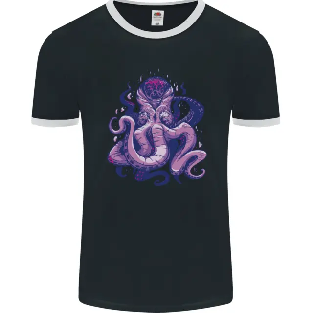 Purple Cthulhu Kraken Octopus Mens Ringer T-Shirt FotL