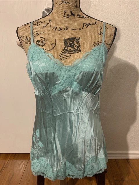 Weavers girl vintage xl large 100% silk lounge sleeping top babydoll light blue