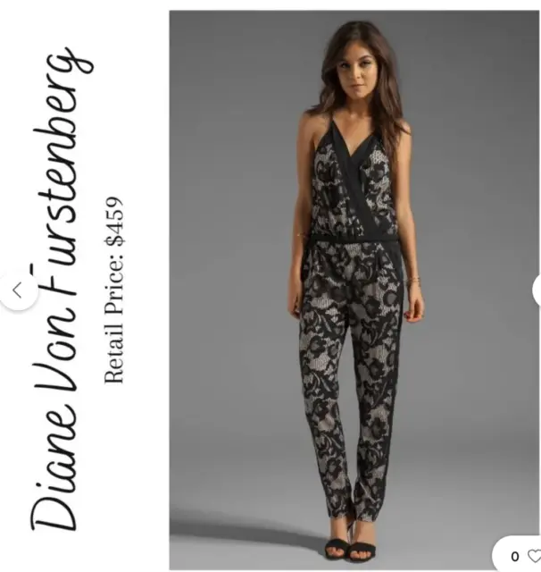 Diane Von Furstenberg Floral Lace Jumpsuit Size 0/XS