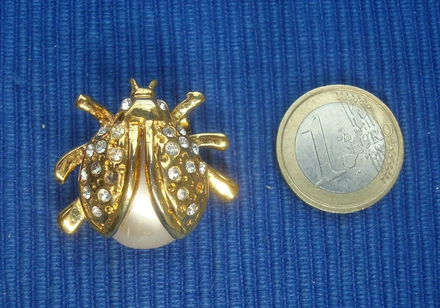Broche Yves Rocher Vintage – Coccinelle Bleue – Occasion – Bijou Fantaisie Ancien