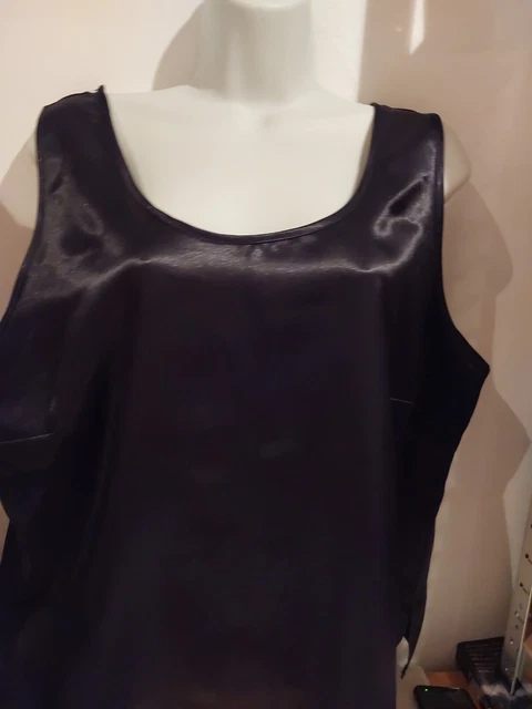 Flash Back. Black Satin Look Vest Top.  Size 22-24? 3