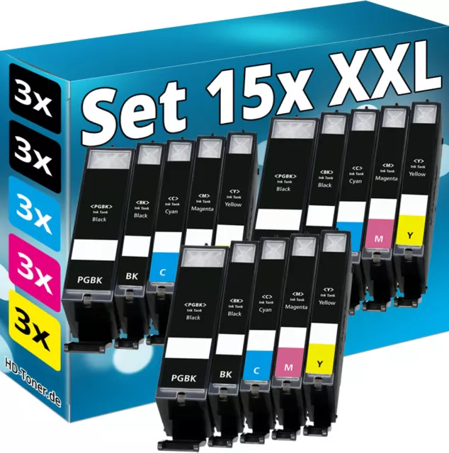 15x XL TINTE PATRONEN für CANON PIXMA MG5750 TS5050 MG5751 TS5051 MG5753 TS5053