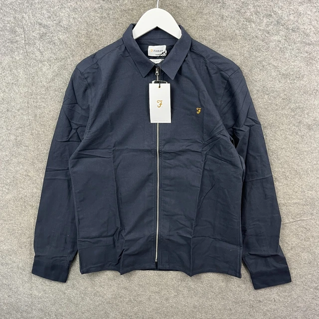 FARAH JACKET MENS Large Blue Manalo Full Zip Overshirt Shacket Collared Top BNWT 31.49 PicClick UK