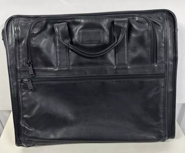 Tumi leather briefcase ,messenger , laptop shoulder bag, Black, Travel, 14 X 17