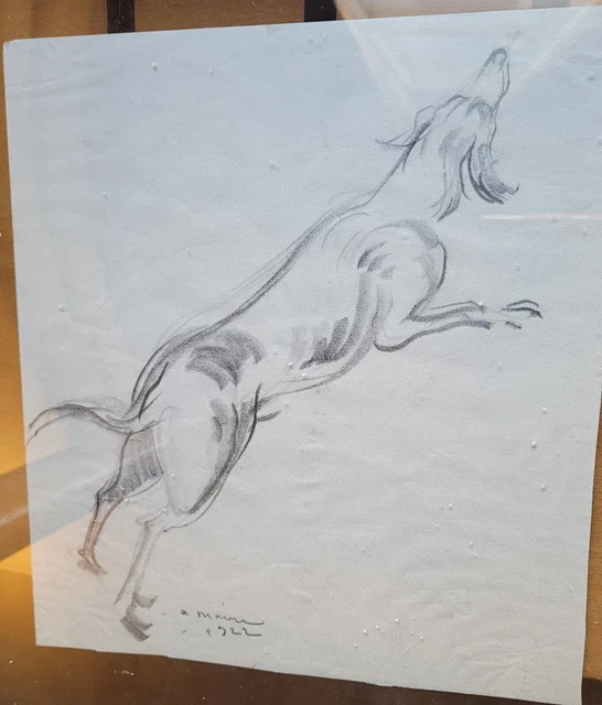 Dessin Ancien Signé - Représentant Une Jeune Femme Dressant Son Chien