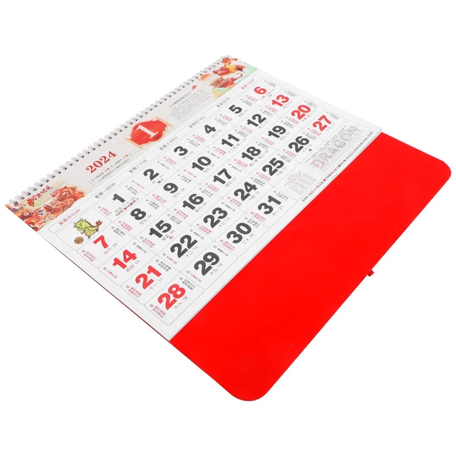 MONTHLY CALENDAR ORNAMENT Dragon 2024 Year Calendar Fu Character Wall