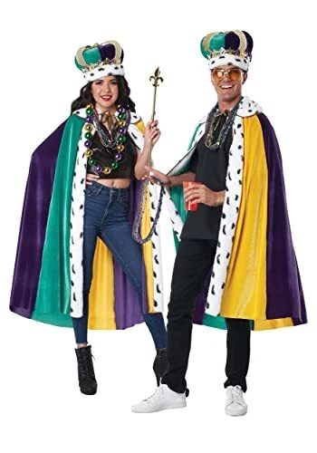 Adult Mardi Gras Cape and Crown Set Standardn