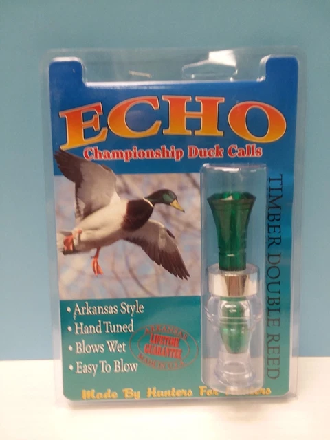 Echo - Timber Double Reed Molded Poly Duck Call - Clear / Green - TCGD - New