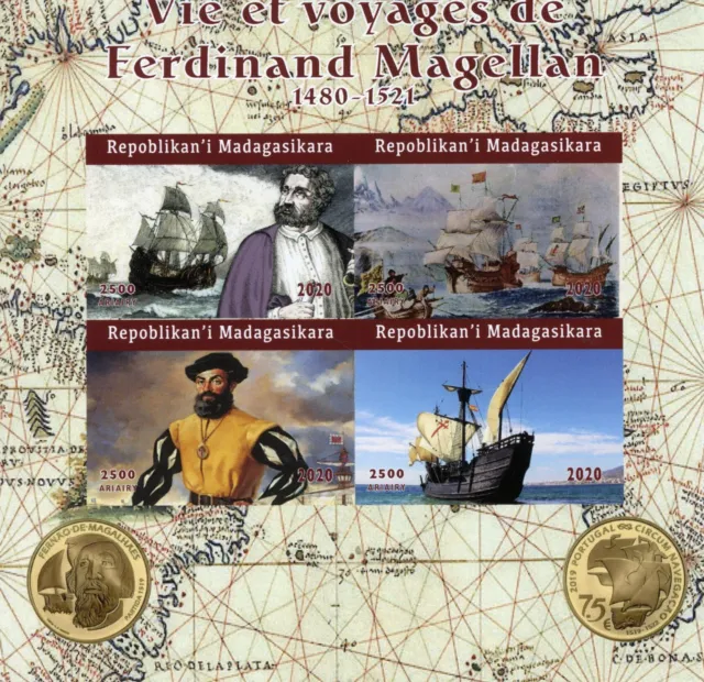 Madagascar Ships Stamps 2020 MNH Ferdinand Magellan Exploration 4v IMPF M/S
