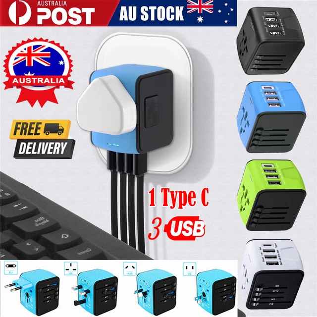 International Universal Travel Adapter 3 USB &Type-C Outlet Converter Plug Power