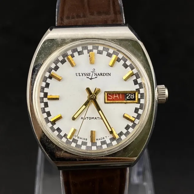 Vintage Swiss Made Ulysse Nardin Automatic Day Date Men's Wrist Watch