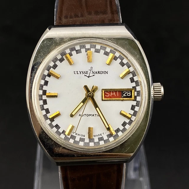 Vintage Swiss Made Ulysse Nardin Automatic Day Date Men's Wrist Watch Vintage Swiss Made Ulysse Nardin Automatic Day Date Men's Wrist Watch