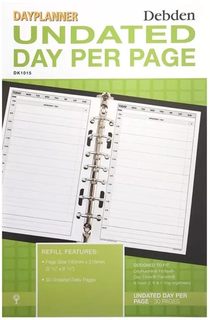 Debden: Desk Dayplanner Refill - Undated Day to a Page