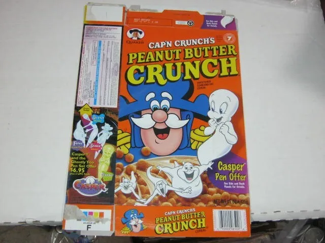 CAP'N CRUNCH"S PEANUT BUTTER CRUNCH Quaker Cereal Box 1996