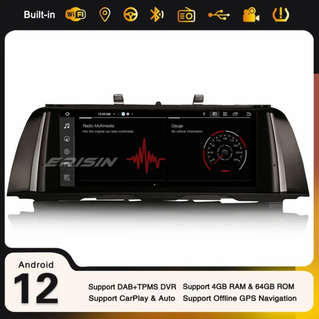 10,25" Android 12 GPS Autoradio DAB+ CarPlay 4Go+64Go BMW 5er F10 F11 NBT 8-Cœur