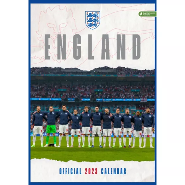 ENGLAND MEN FOOTBALL 2023 Calendar, Month To View A3 Calendar, Plastic