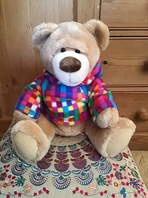 VINTAGE RUSS BERRIE Large Cubbly Brown Teddy Bear Fleece Soft Plush Toy ...