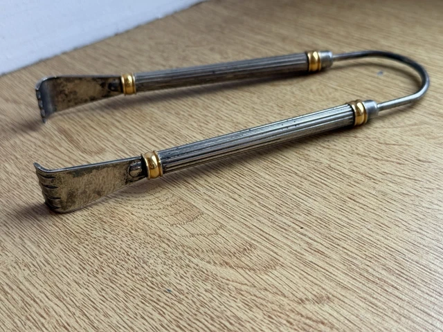 Petite Pince à Glaçons Ancienne - Métal Doré Et Argenté - Élégante Et Vintage