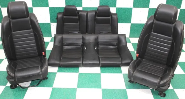 13-14 Mustang Coupe Black Leather Power Manual Buckets Backseat Seat Set OEM