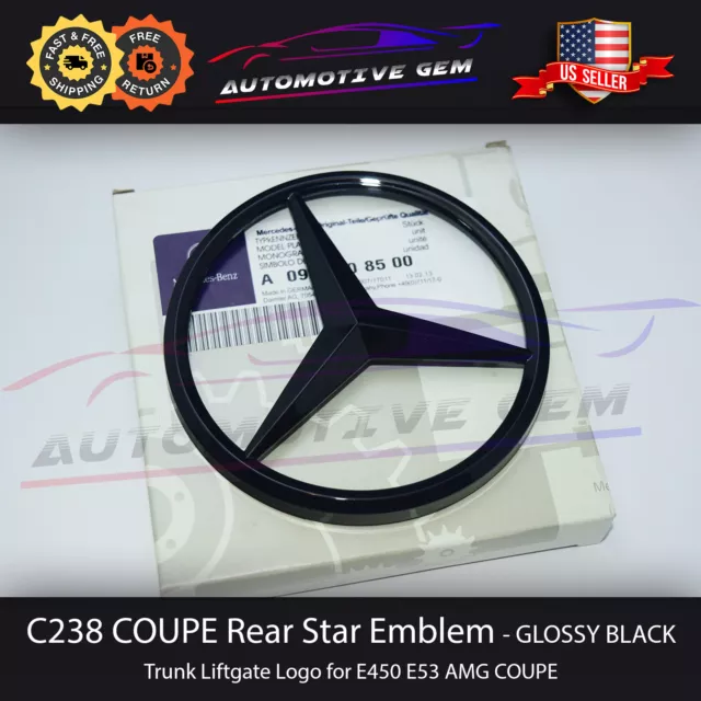 C238 COUPE Mercedes GLOSS BLACK Star Emblem Rear Trunk Lid Logo Badge AMG E450