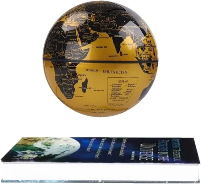 360 degree rotation floating globe World Map Office Decor with LED Light Base