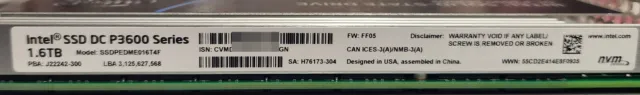 Intel HPE IBM P3600 1.6TB HHHL PCI-E NVMe SSD 100% Life Remaining SSDPEDME016T4F 3