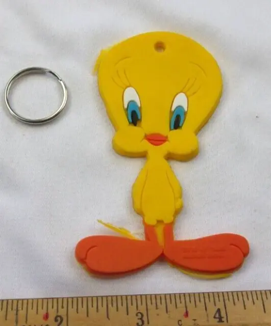 Tweety Bird Warner Brothers rubber vintage 1990s keychain w/ new ring