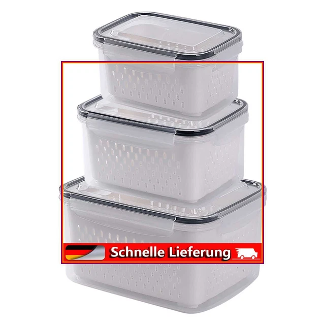 Fridge Drain Crisper Food Fruits Storage Bins Fresh Keeper Container with Lid
