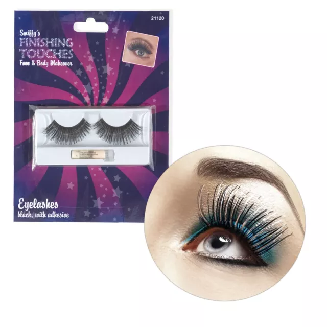 Adults Holographic Silver False Fake Eyelashes Fancy Dress Party Make Up Drag