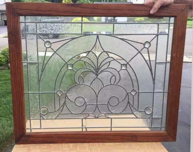 Antique WINDOW LEADED JEWELED, BEVELED (STAINED) GLASS