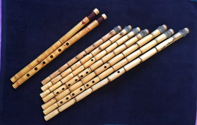 7+2 handmade bamboo Egyptian Kawala Qawwãl Ney flutes from Luxor; full two sets