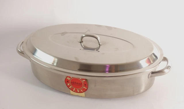 Allzweck BräterTopf mi Rost und Deckel Edelstahl 43,5 cm x 23 cm