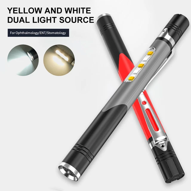 Torce Penna LED Ricaricabili USB - 2 In 1 Luce Bianca E Gialla, Per Infermieri E Medici, Confezione Da 2 - Foto 3