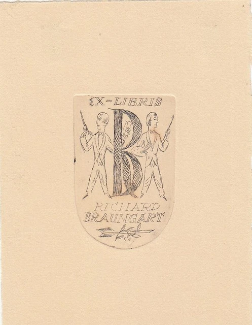 Exlibris Bookplate Etching Ernst Heigenmooser 1893-1963 Initial Men's