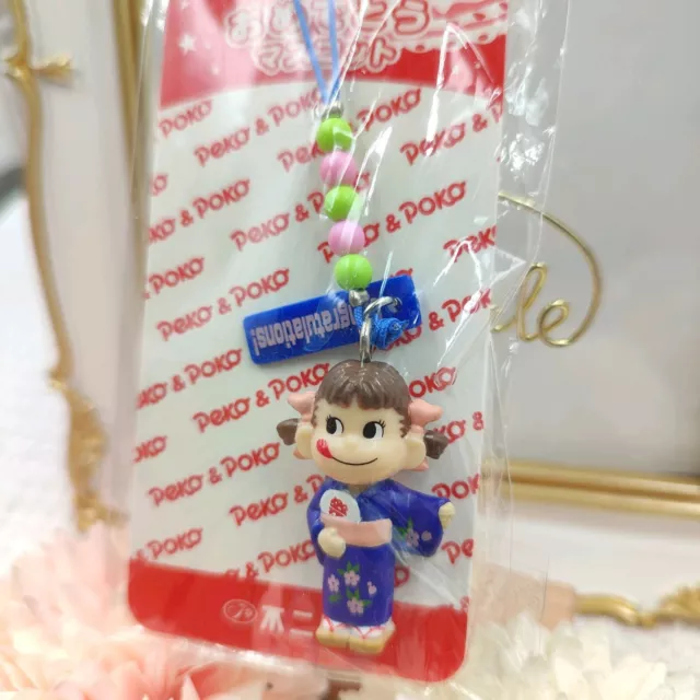 FUJIYA PEKO CHAN Charm Phone Beads Strap Blue YukataCostume Charm Keychain Japan 3