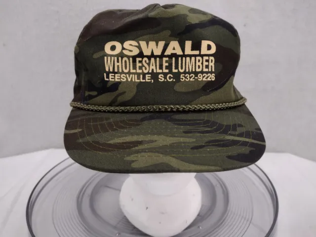 Vintage 80s Hat Oswald Wholesale Lumber Snapback Cap One Size Camo