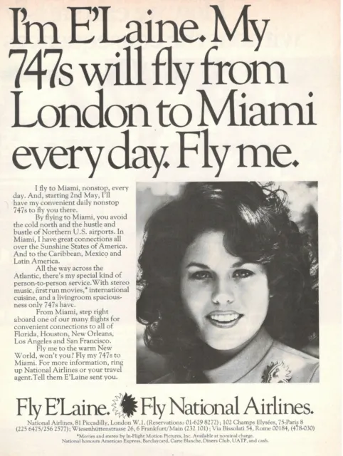 Fly National Airlines 1973 Original Advertising' Vintage Fly I'M And ' Laine