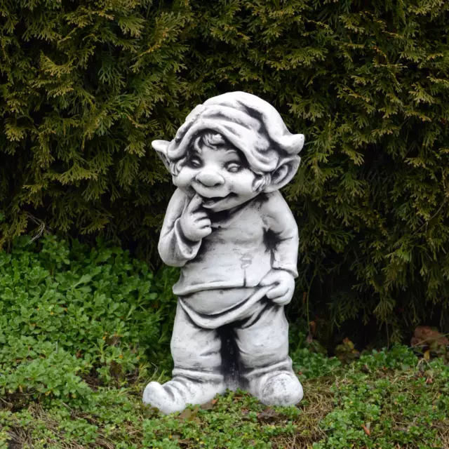 Grand Massive Gnome " Was Je Ici Tun " Troll Gnome Lutin En fonte de pierre